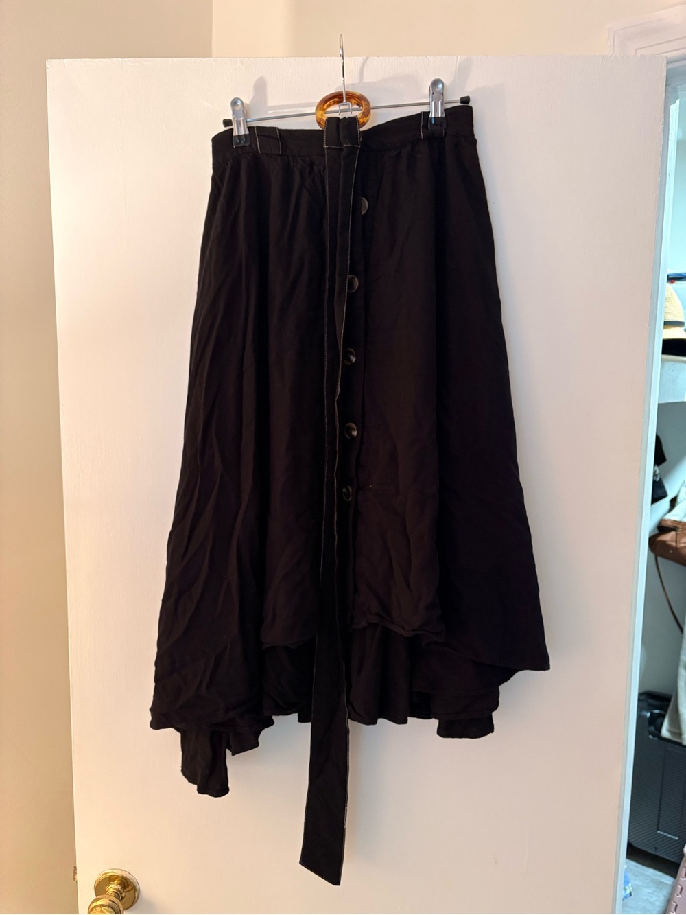 Lulu’s High-Low Black Button-Front Midi Skirt - Picture 2 of 3